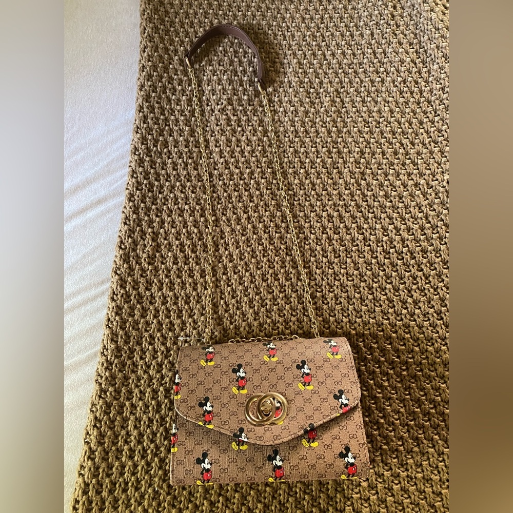 Tan Mickey Mouse Crossbody Bag